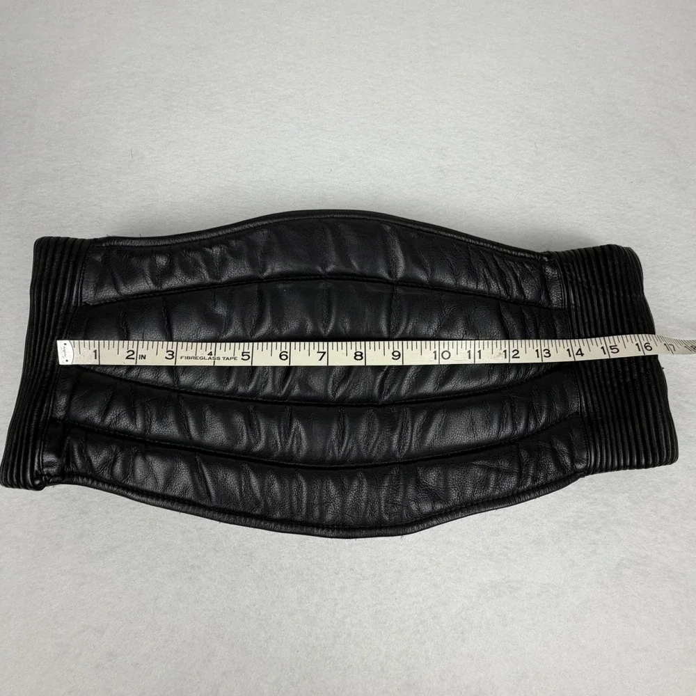Torian Chopper Leathers Mens Black Leather Kidney Belt Utility Pockets Size M